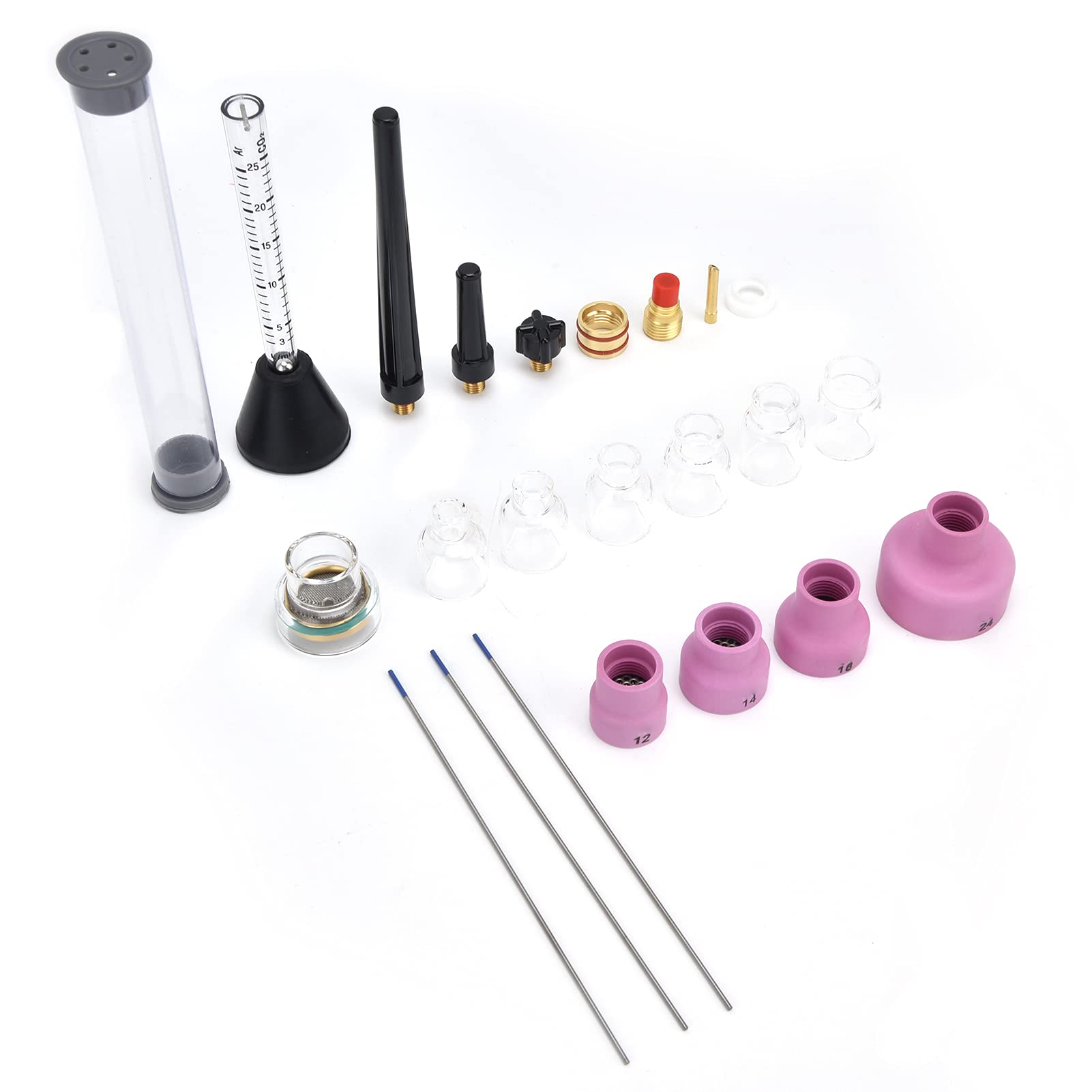 Kit de Boquillas para Soldadura TIG Argón Compatible con WP‑920 – Medidor de Caudal, Aguja de Tungsteno 1,6 mm y Juego Completo de Accesorios