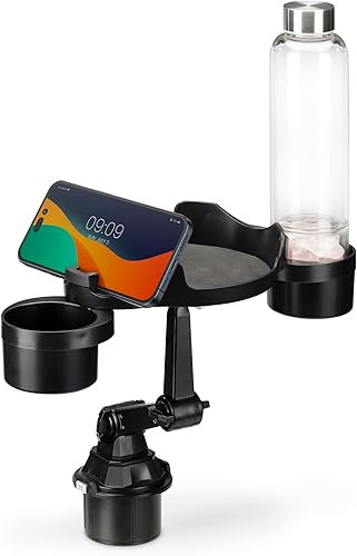 Navaris Expansor y bandeja para portavasos de automóvil, bandeja versátil para alimentos para automóvil, bandeja portavasos, todo en uno, bandejas