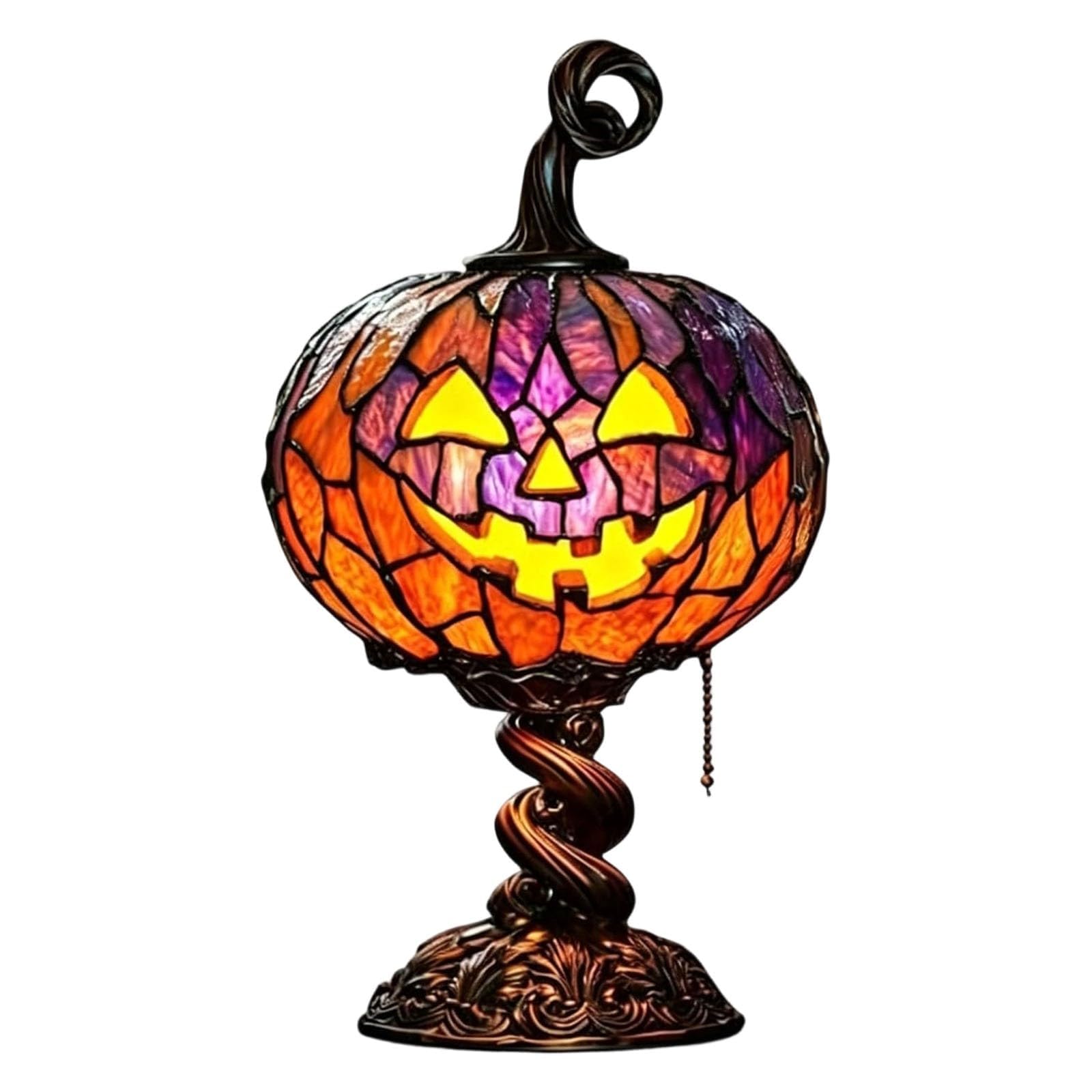 Generisch Buntglas Halloween Kürbis Tischlampe, Lantern Lampe, ＃A