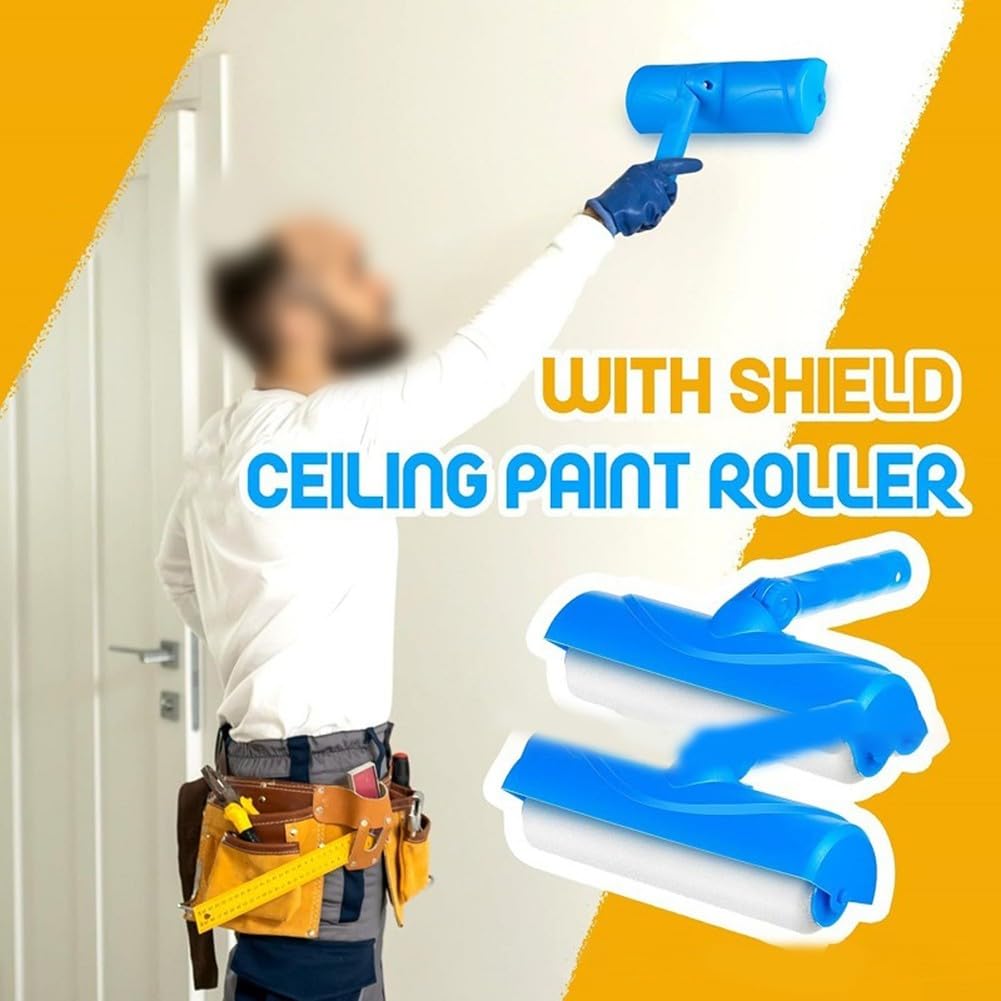 Juego de rodillos de pintura de 45 cm con barra telescópica de hasta 160 cm, rollo de microfibra para pared y techo, para protección contra salpicaduras, bandeja de pintura con ruedas, juego completo