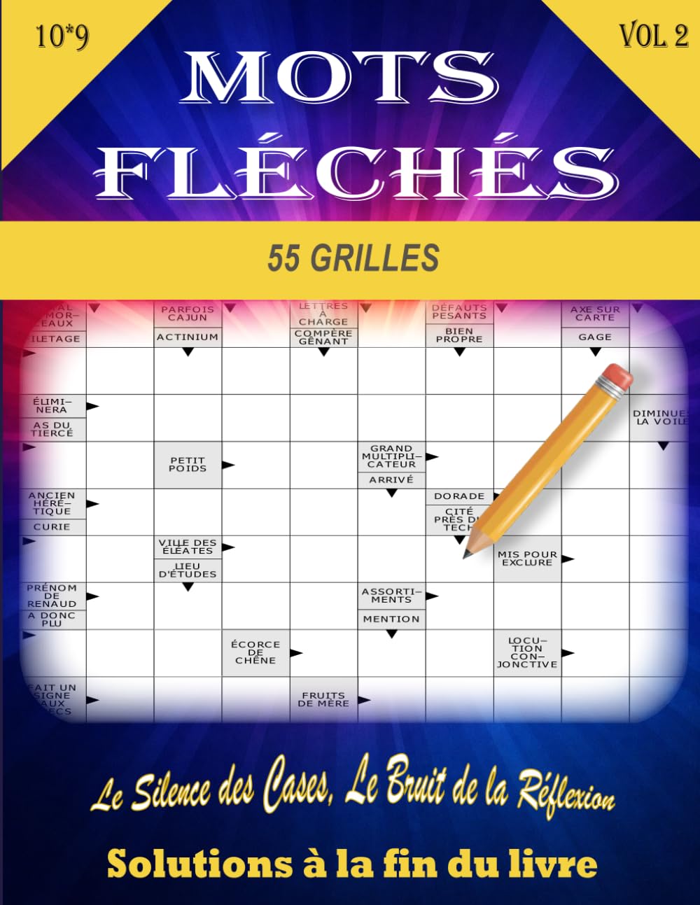 Mots Fléchés pour les adultes volume 2: 55 Grilles XXL en Gros Caractères – Idéal pour les Malvoyants – Solutions Incluses