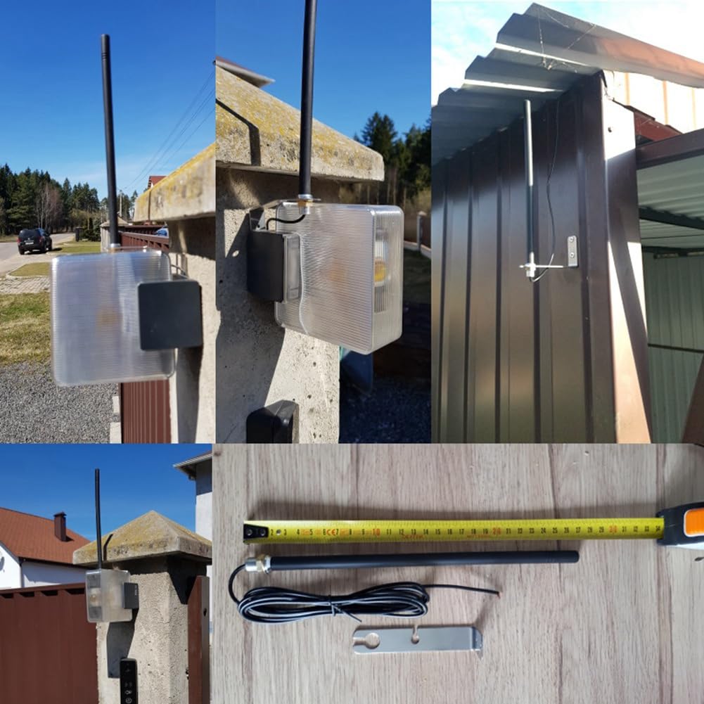 Antenne Universelle 433Mhz Antenne Noire pour Porte Garage Amplificateur de Signal Radio Répéteur Extérieur Étanche 433.92Mhz Gate Control Antenne