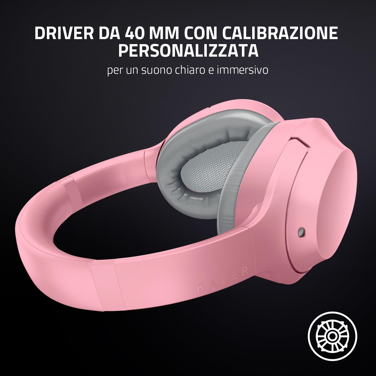 Razer Opus X - Cuffie Wireless a Bassa Latenza con Tecnologia ANC (Bluetooth 5.0, Connessione a Bassa Latenza a 60 ms, Driver da 40 mm con Calibrazione Personalizzata) Quartz Rosa