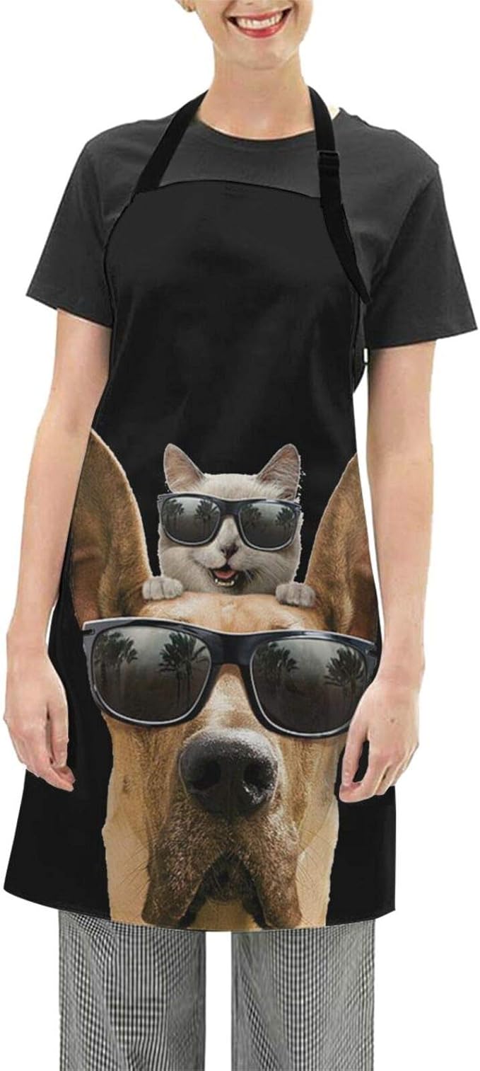 Funny cute dog Women's Apron Adjustable Funny Apron Kitchen