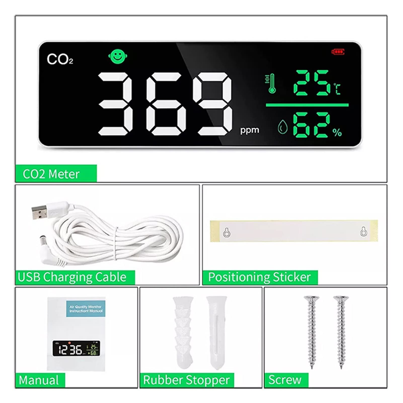 Monitor gas, rilevatore perdite gas, Rilevatore di anidride del biossido di anidride carbonica Rilevatore di anidride carbonica WiFi Detector Graffiti CO2 per casa, camper, fognatura