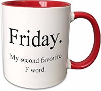 Vista 9 de 3dRose Friday My Second Favorite F Word - Taza de cerámica, 15 onzas, color negro