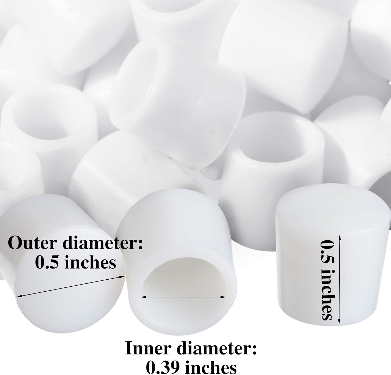 Door Stop Bumper Tips 0.39 Inch Door Rubber Stop Bumper Replacement Stopper Tips Caps for Door and Wall Protection, White (30)