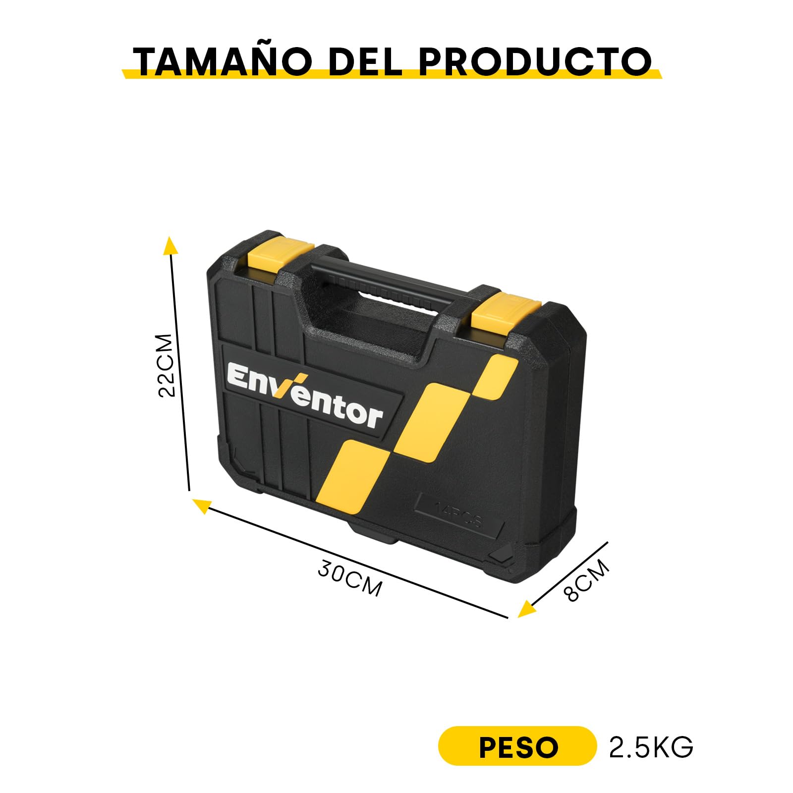 Enventor Llaves Fijas con Carraca de 14pcs, Juego de Llaves Combinadas con Carraca 6mm a 19mm, Acero Cromo Vanadio, Niquelado Negro, 90T, Cabezal Giratorio de 180°, Arco de Giro de 4°, Caja