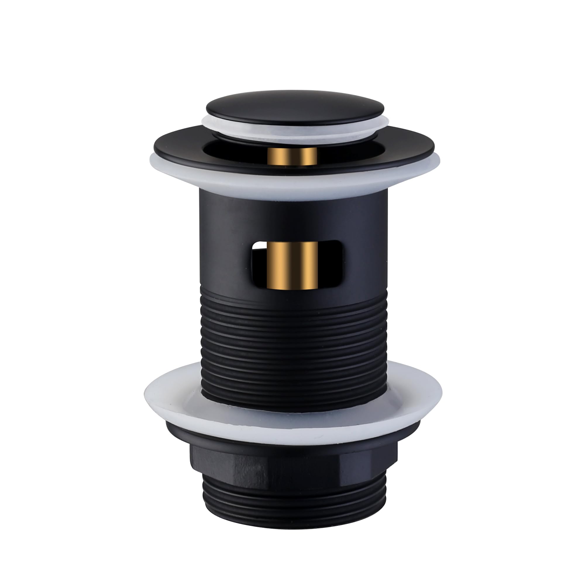 Basin Waste Slotted Pop Up Waste for Bathroom Sink Click Clack Brass Sprung Plug Waste Without Overflow | Black 1 Pack — image 1