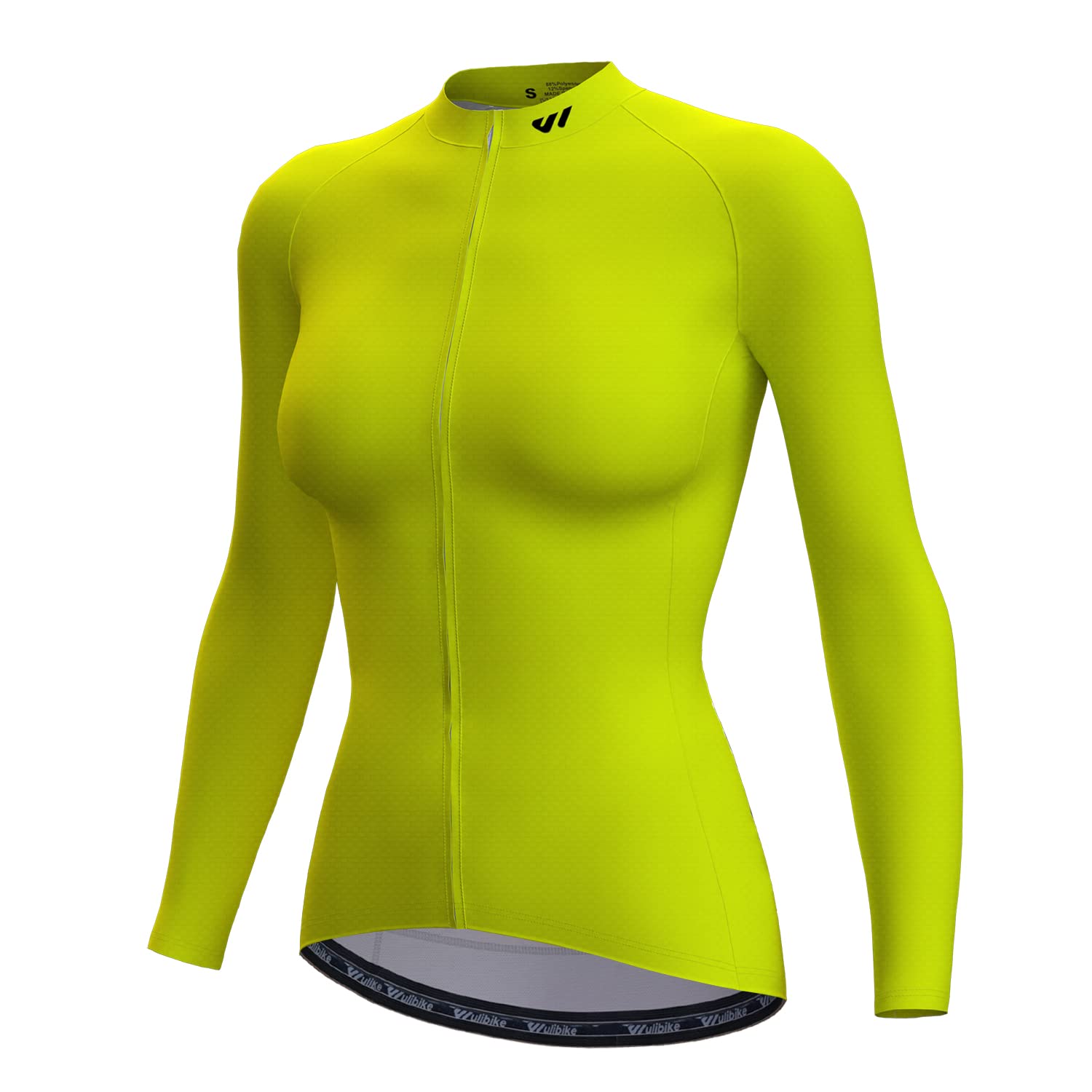 Wulibike Radtrikot Damen Langarm Fahrradtrikot Atmungsaktiv Rennrad Trikot mit 3 Rückentaschen