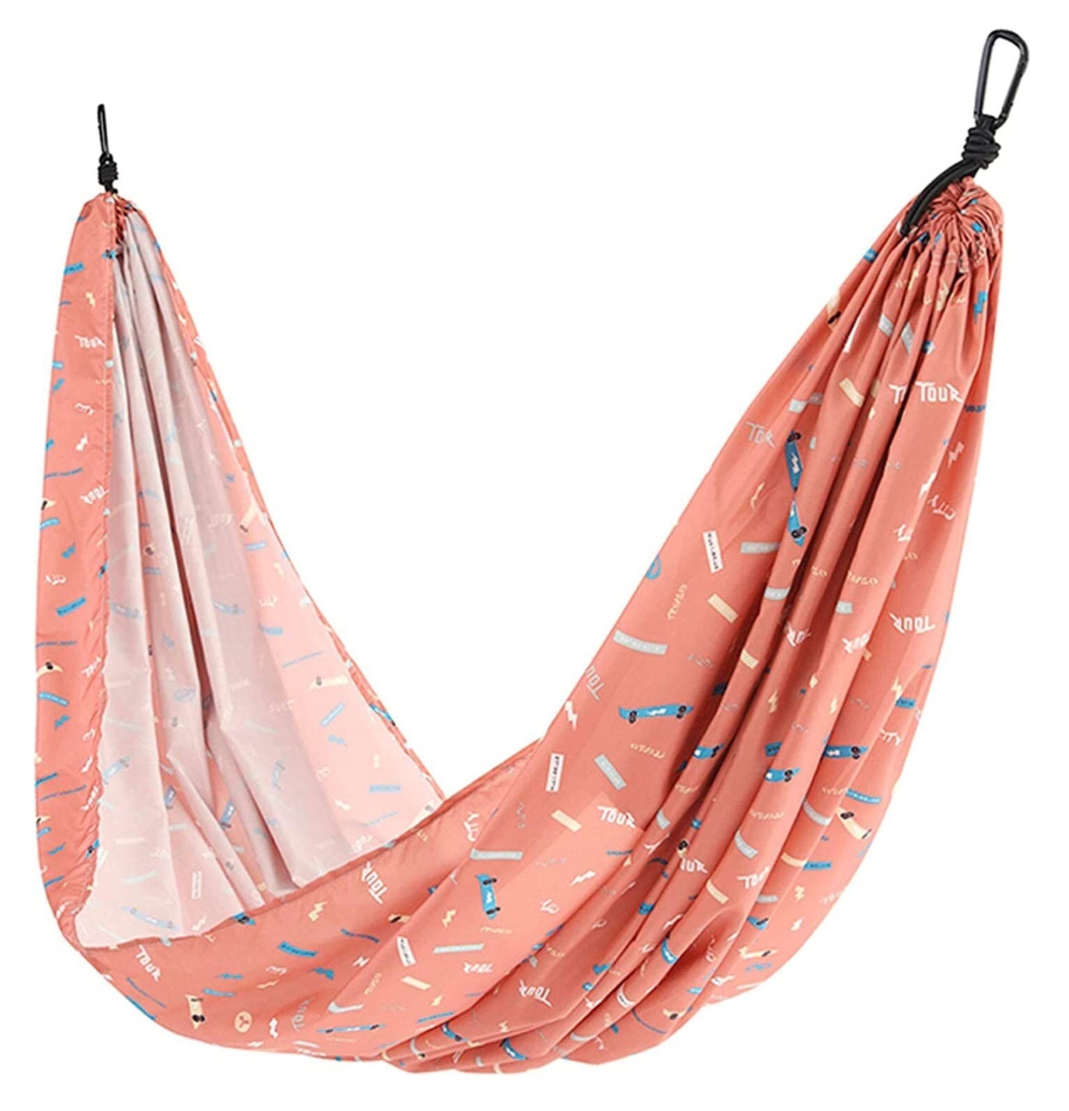 Hamak Ultralekki, Hammock Przenośny druk hamakowy Wiszące krzesło Regulowane haczyki Łatwe do przechowywania na dziedzińcu ogrodowym Balkon Camping Travel na Kemping, na Zewnątrz(Pink)