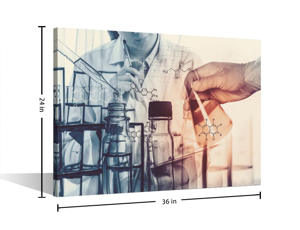 Image of Scientists and Scientific Experiments Wall Art for Living Room Laboratory Glassware Containing Wall Painting 1 Panels Framed Wall Art Giclee Print Gallery Packaging Artwork Ready to Hang (24 inch Wx36 H)