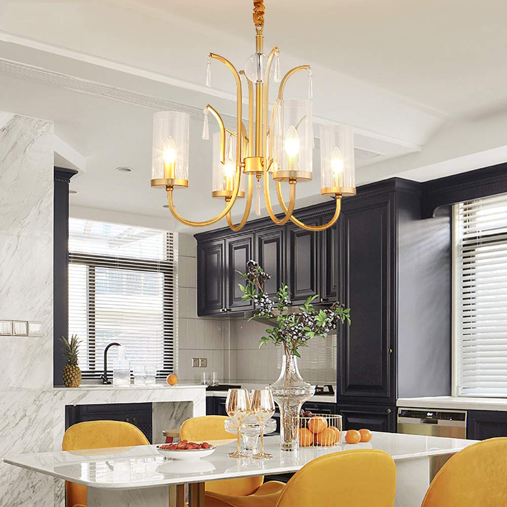 CZYLJLK E14 Industrial Candle Ceiling Light Fixtures Modern Gold Glass During Lamp,Nordic Rustic Iron For Living Room Dining Bedroom-Golden. 8 head