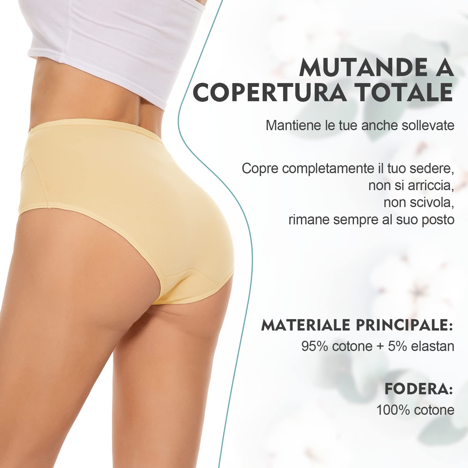 TANSTC Mutande Slip Donna Cotone Vita Alta Culotte Donna Comode Elasticizzato Sexy Intimo, Pacco da 5