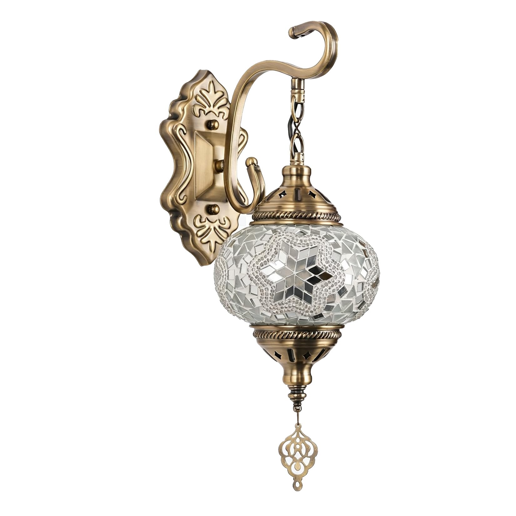 Yjmgrowing Turkish Mosaic Wall Lamp Moroccan 1-Globe Wall Sconce, 6-Inch