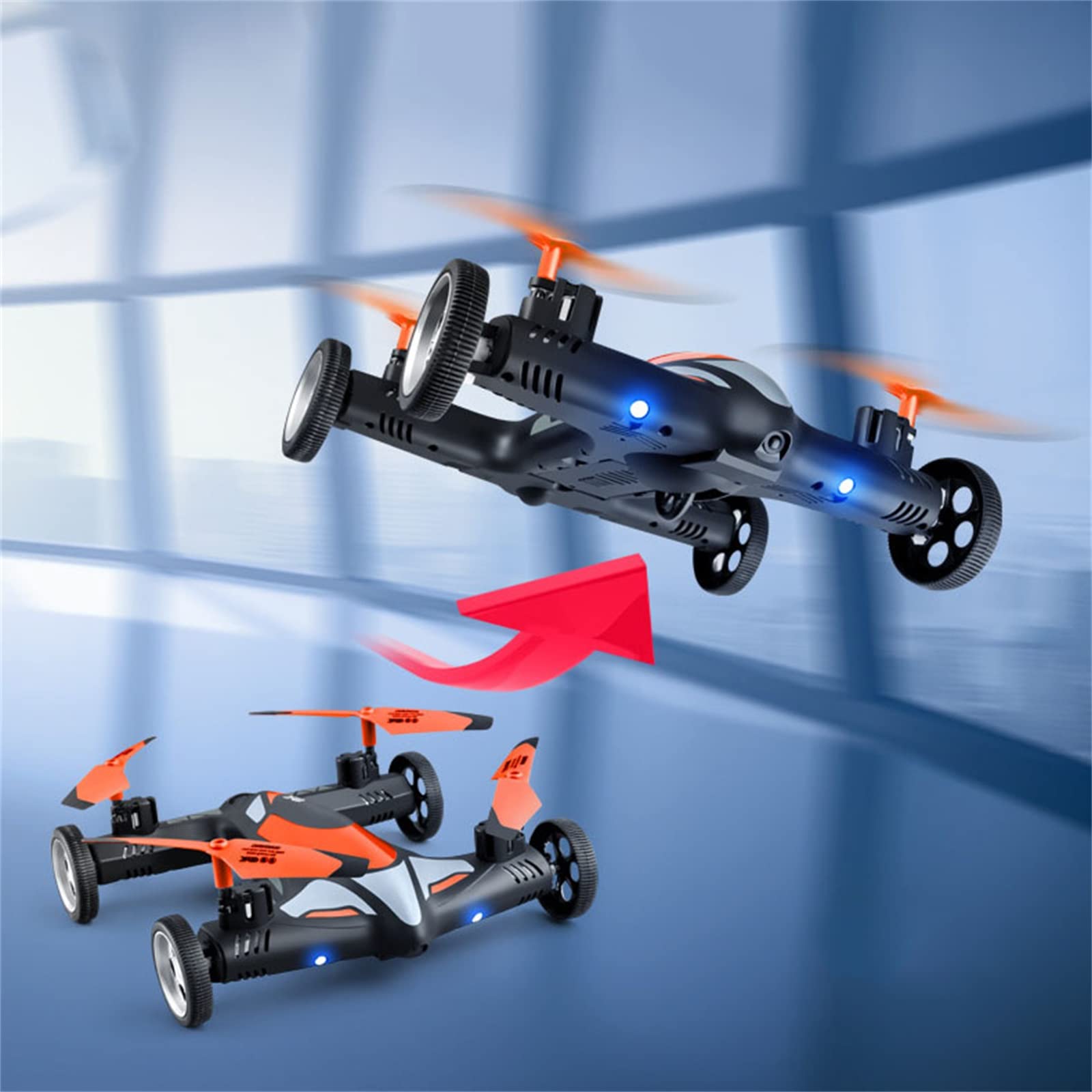Drone 4K, UAV modalità Terra-Aria, UAV acrobatico per Fotografia Aerea, Trasmissione di Immagini Wi-Fi 4K Tecnologia a Spettro diffuso 2.4G, Luce Notturna a LED