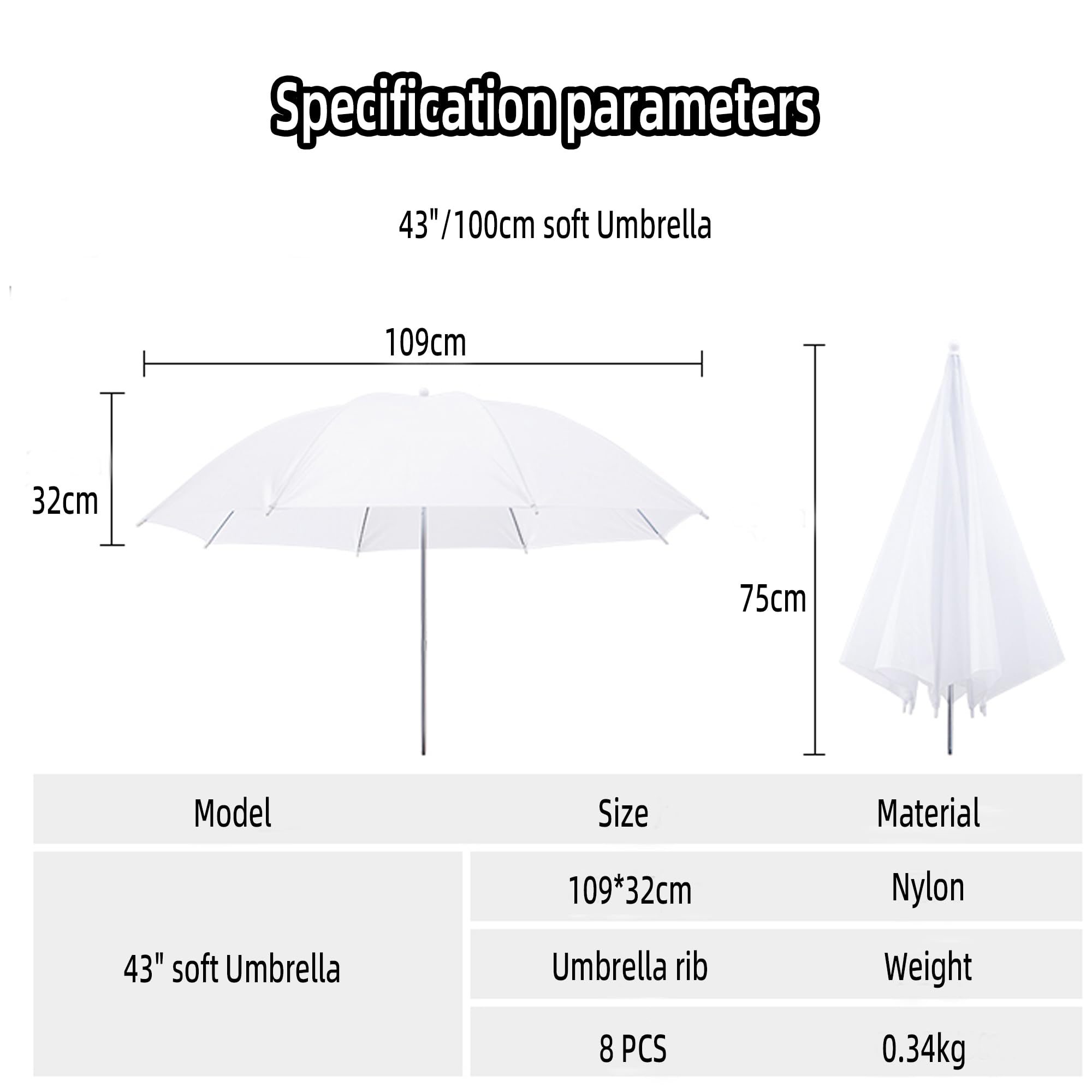 Godox UB008 109 cm Photographie Studio Flash Parapluie Blanc Translucide Souple pour Photographie Studio Vidéo et Lumière Douce Délicate Subtile