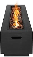 Vista 2 de Real Flame Lanesboro Rectangle Propane Fire Pit - Stainless Steel Burner, Black Fire Glass, Storage Cover - Gas Conversion Kit Included
