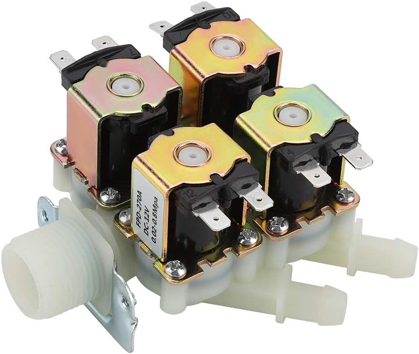 Valve Plastic Electromagnetic Valve DC 12V DN20 G3/4" 1 in 4 Out Normally Closed Water Drain Valve Electric Water Inlet Solenoid