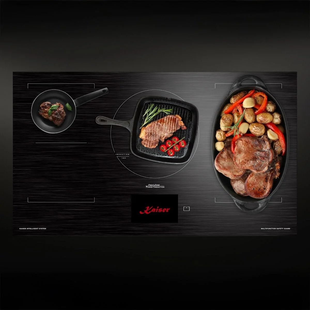 KAISER Zestaw piekarnika do piekarnika Autark piekarnik do zabudowy, 86 l, 15 fkt. Grill Air fryer Full Touch z płytą indukcyjną 90 cm wyświetlacz TFT EH 6306 N RS+KCT 9140 FI