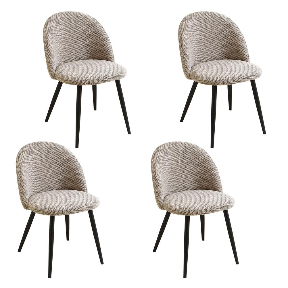 Housse de chaise dossier incurvé beige kaki lot de 4 pour salle à manger