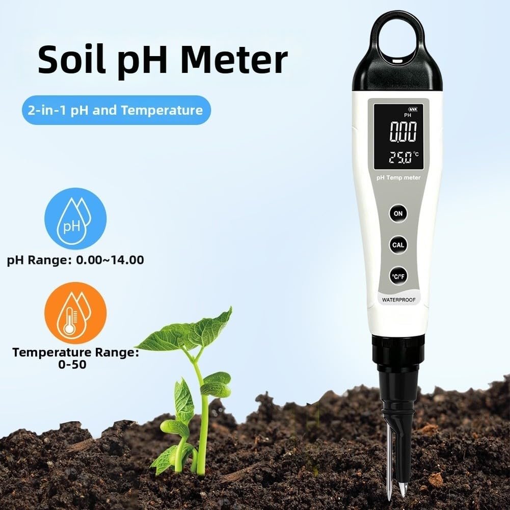 Medidor de pH Digital Portátil con Temperatura para Suelo