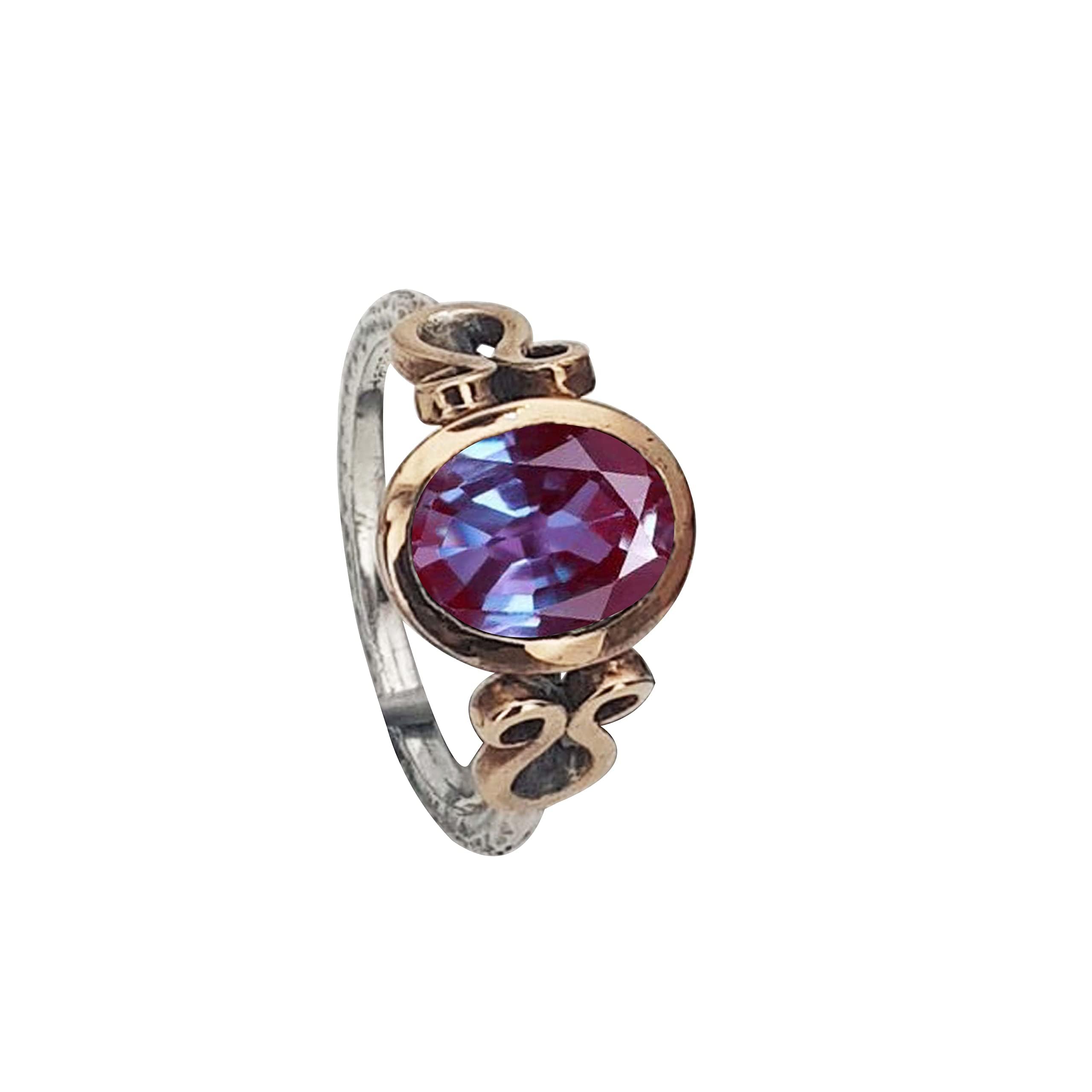 Alexandrit-Ring, 925er-Sterlingsilber, Ring für Frauen, wunderschöner Ring, Geburtsstein-Ring für Juni, einfacher Alexandrit-Ring, Geschenk für Sie, Solitärring Größe 7 Silber