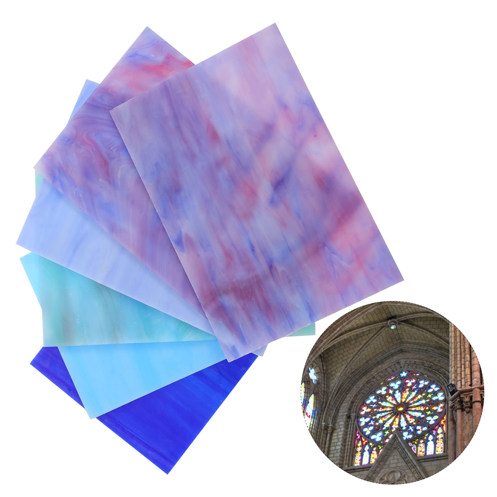 Artibetter Lot de 6 pièces en verre teinté motif feuilles d'eau pour projets de vitrail, arts de mosaïque