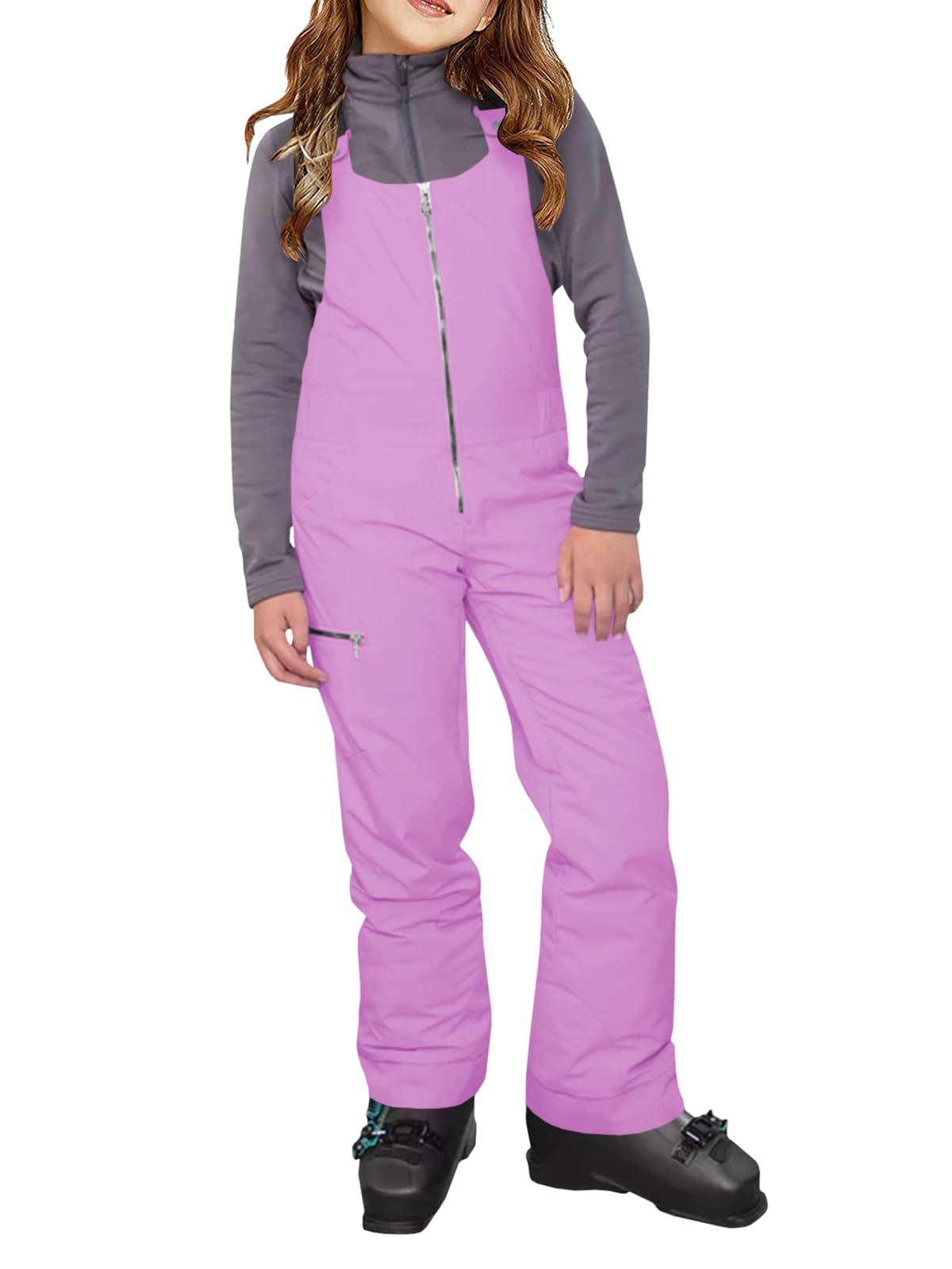 Haloumoning Bavaglini da neve per bambini, pantaloni da sci impermeabili isolati, tuta da snowboard 5-14 anni