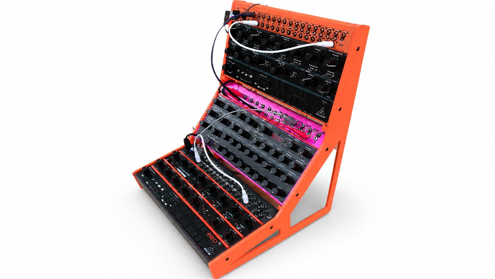 Supporto per console analogica Eurorack, per 3 Behringer Edge, Crave, Spice o Grind, supporto sintetizzatore, angolo 10°-45°-10°, arancione fluo