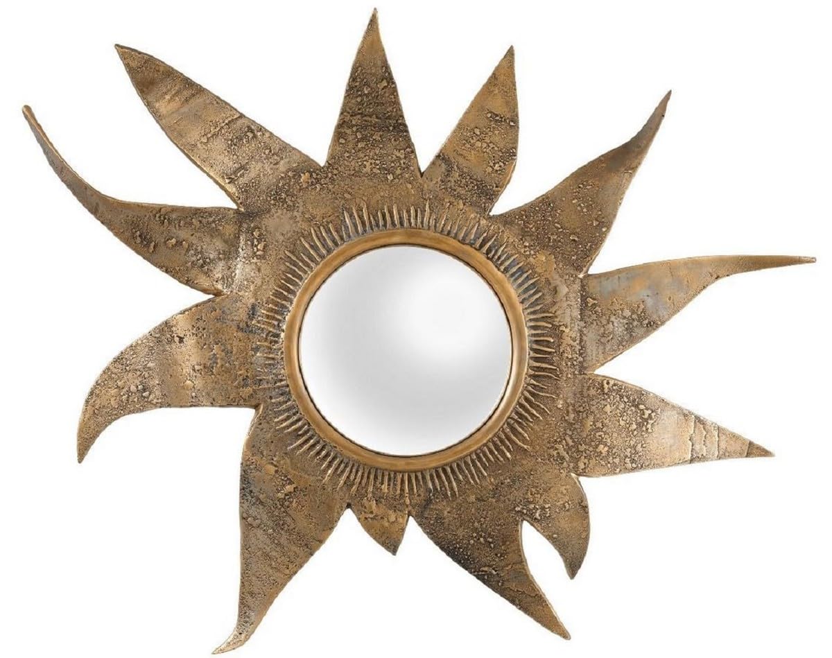 Casa Padrino Specchio Convesso di Design Vintage Ottone 83 x 9 x A. 75 cm - Specchio da Parete per Soggiorno - Specchio per Guardaroba - qualità di Lusso