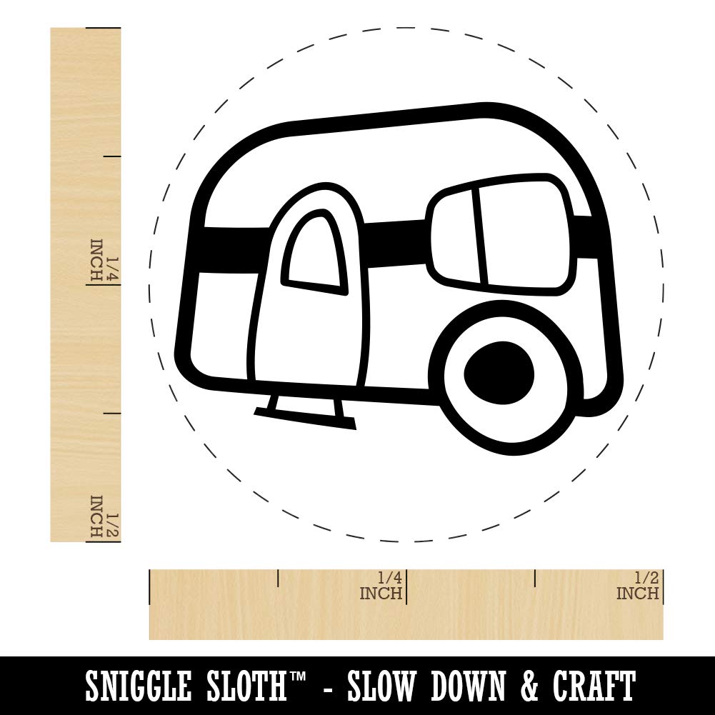 Camper Doodle Rubber Stamp for Stamping Crafting Planners - 1/2 Inch Mini