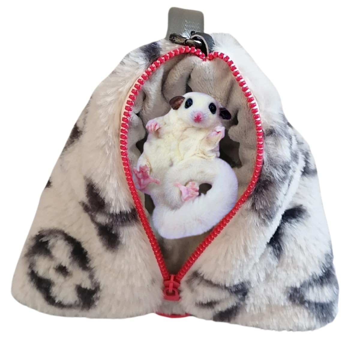 Copfeu Handmade Sugar Glider Bonding Pouch Hamster Carrier Bag Small Animal Portable Travel Bag Breathable Vent for Squirrel Rat for Winter (Grey B,