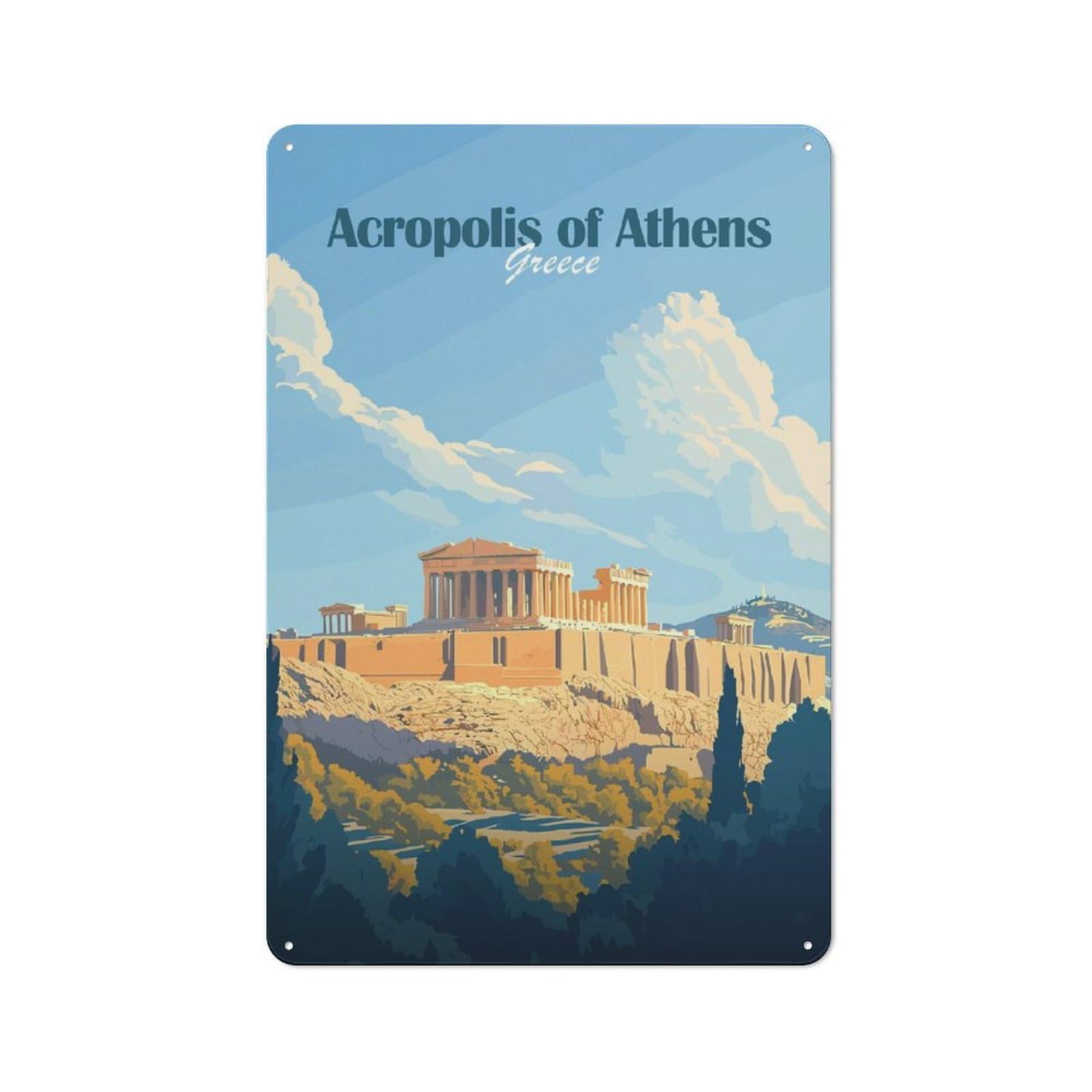 Casual Acropolis of Athens Shed Metal Sign 30x20cm, Shed Wall Decor for Greenhouse, Garden Room, Cafe Or Entryway