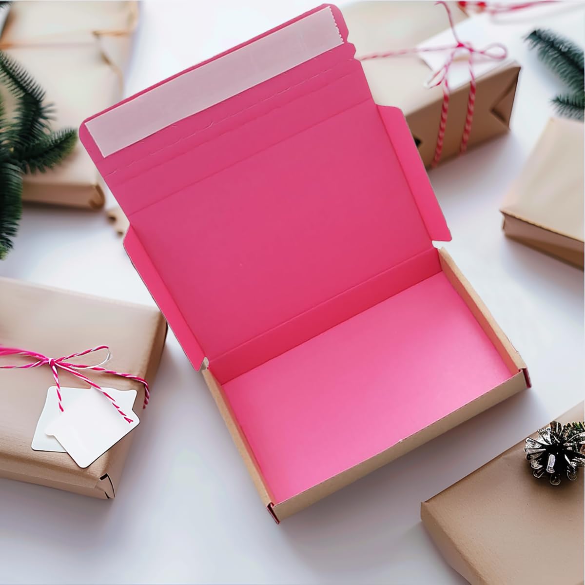 Large Letter Postal Boxes- Self Adhesive Mailing Shipping Box Strong Peel and Seal 152x107x20mm for Royal Mail Quick Seal Postal Boxes PIP (Pack of 100) Pink โ image 1