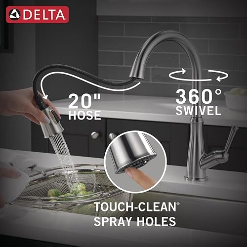 Miniatura 6 de Delta Faucet Westville 9110-AR-DST - Grifo de cocina de níquel cepillado, grifo de cocina con rociador extraíble, grifo para fregadero de cocina,