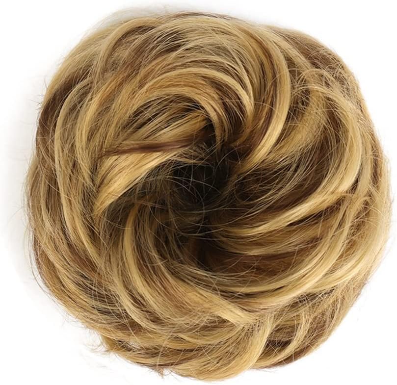 Messy Bun Hair (1/2Pcs) Bun Ponytail Hair Extensions for Women Girls Kids Synthetic Curly Donut Chignon Hairpieces Elastic Hair Band Updo Chignon Fluffy Messy Scrunchies Hair Real Human Hair Buns (Si