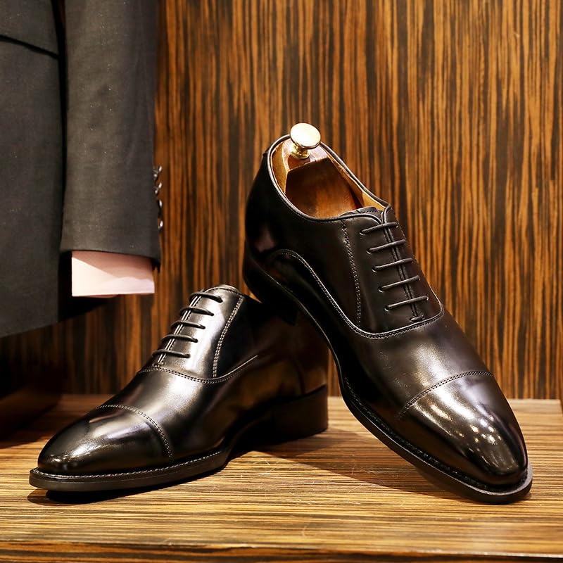 Battle Men Men’s 2 Inch Elevator Leather Oxford Shoes with Burnished Cap Toe, 2" Taller Business Dress Shoes for Formal Meetings3