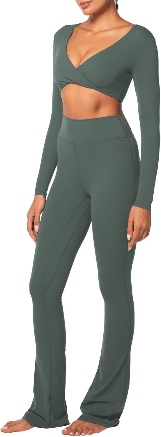 Sunzel Long Sleeve Workout Tops for Women Buttery Soft Deep V Twist Cropped Tops with Compression for Yoga Pilates Gym Outfit - Image 7