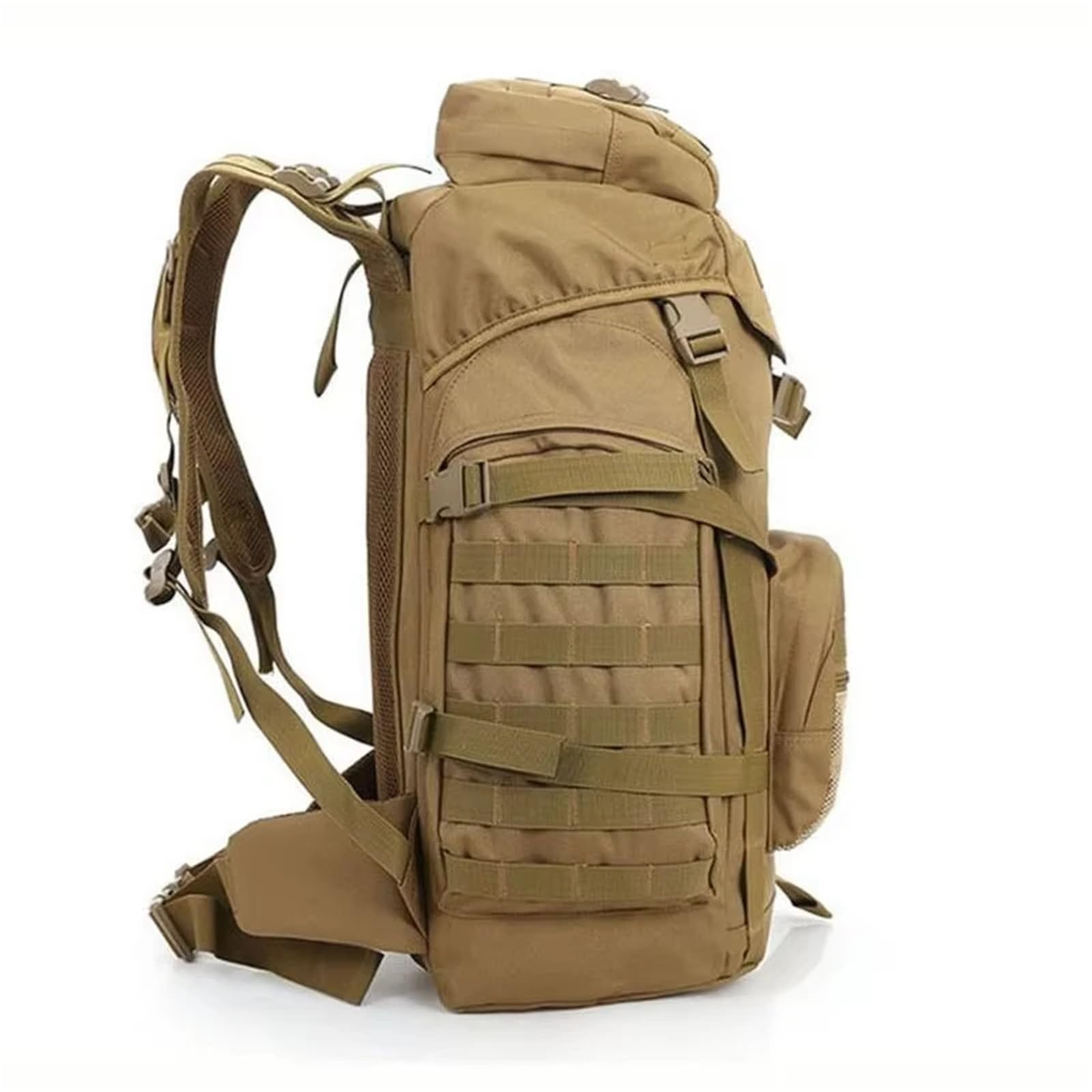 60L Männer Tasche Taktische Rucksack Klettern Bergsteigen Sport Outdoor Molle for Gepäck Camping Reise Geeignet für Camping, Outdoor, Wandern(Khaki)