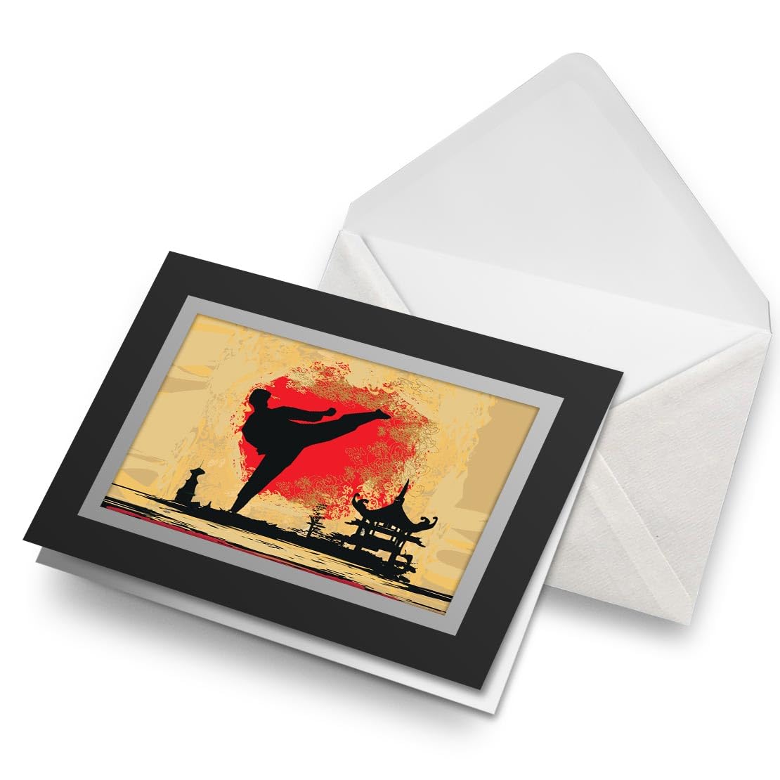 Silhouette Of A Karate Fight, Japanese Flag In Background" Poster