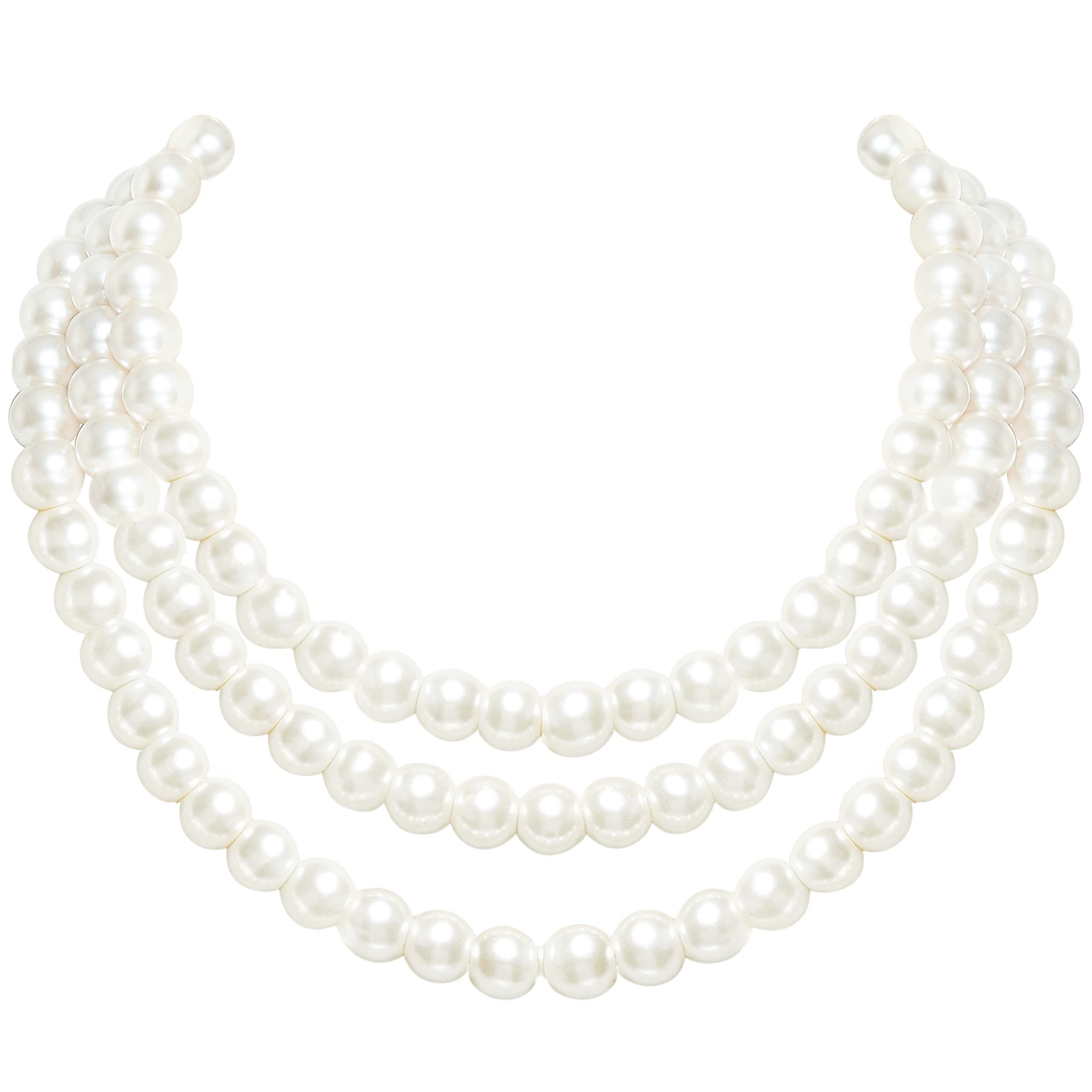BABEYOND Round Imitation Pearl Necklace Vintage Multi Strands Necklace 20s Flapper Necklace for Party