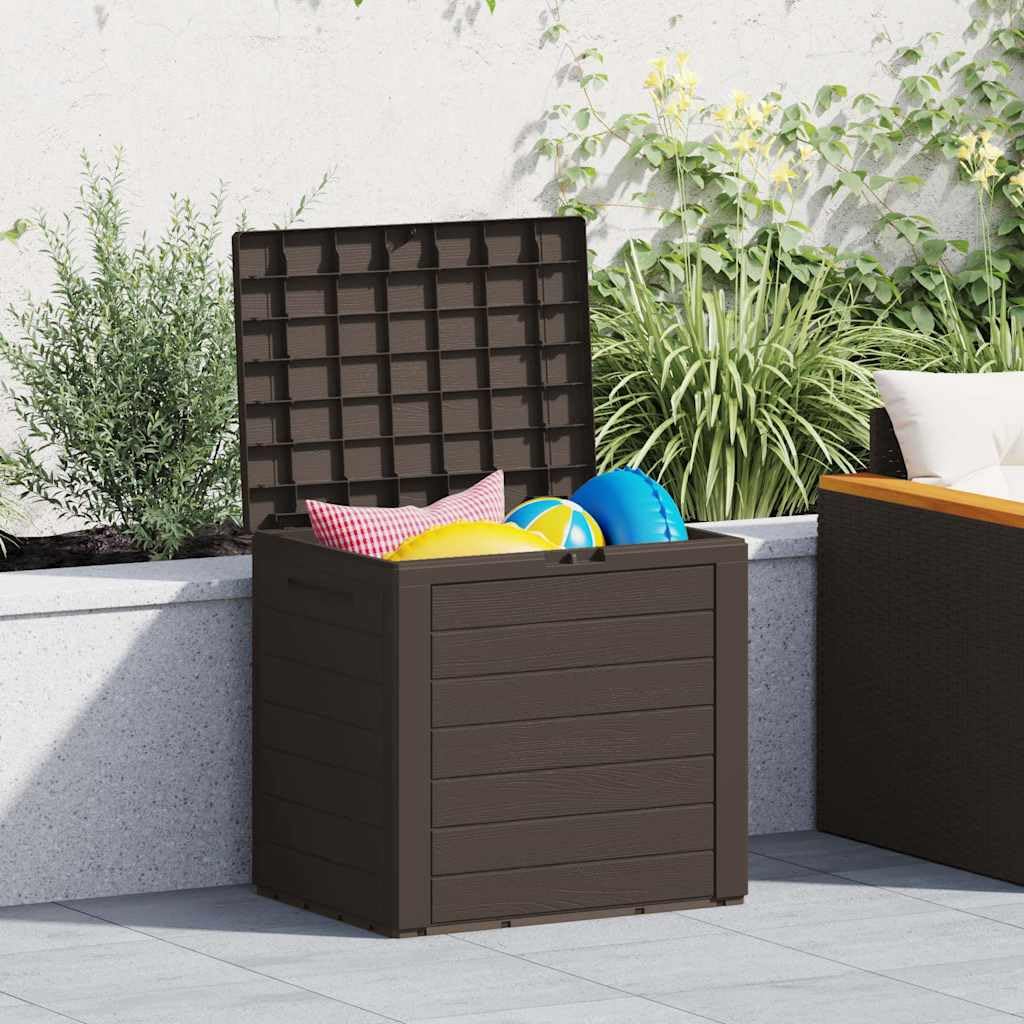 vidaXL Gartentruhe Braun 58,5x46x55 cm Polypropylen, Werkzeugkasten, Lagerbox, Gartenbox, Werkzeugtruhe, Deckenbox, Kissenbox, Auflagenbox