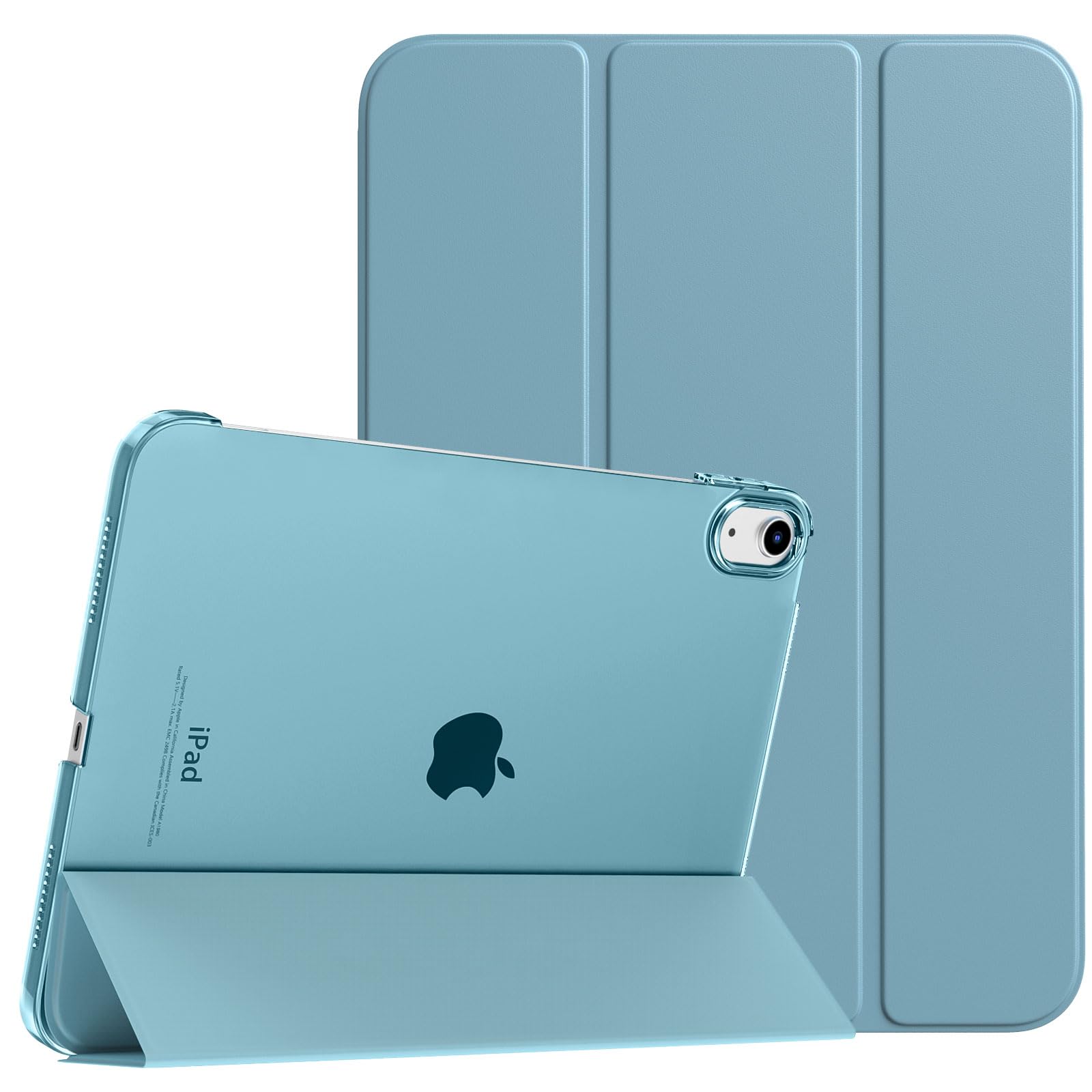 TiMOVO Cover Custodia Compatibile con iPad 10 Generazione 10,9" 2022, iPad 10 Cover con Retro in PC Rigido Semi-Trasparente, Funzione di Auto Sveglia/Sonno, Blu Nebbioso