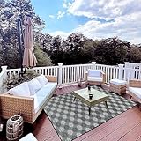 Neez Alfombras Exterior Terraza Impermeable - Polipropileno Antiarena y Lavable Mantas Picnic, Playa, Jardin y Balcon - 100x150 cm, Alfombra Blanco y Negro (Plástico)