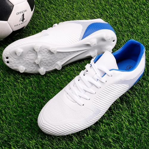 DREAM PAIRS Men‘s Firm Ground Soccer Cleats Soccer Shoes,White/Royal,13 - image 2