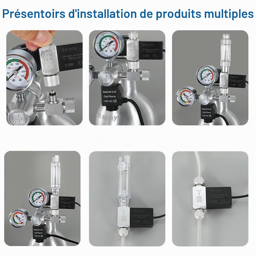 DONGKER électrovanne CO2 avec contrôleur temporisé, régulateur DC 12 V pour Aquarium, tête Simple ou Double, vanne motorisée pour la Croissance des Plantes Aquatiques et Herbes