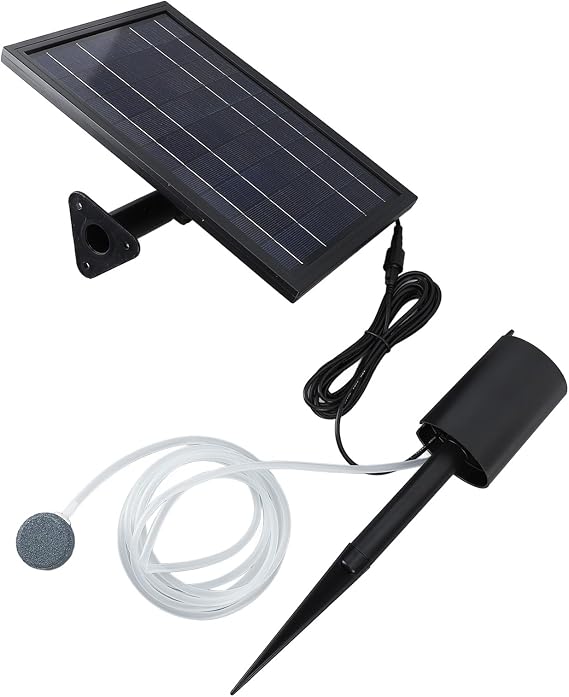 Solar Pond Aerator, 8W Solar Air Pump Kit with Hoses 10V Aquarium Air Pump Oxygenator for Small Pond Stock Fishing Hydroponics, Freestanding