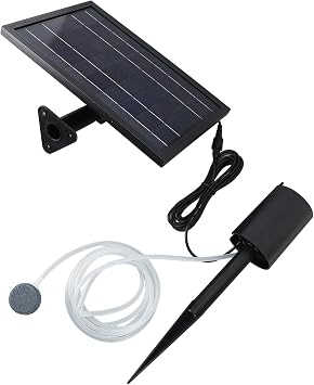 Solar Pond Aerator, 8W Solar Air Pump Kit with Hoses 10V Aquarium Air Pump Oxygenator for Small Pond Stock Fishing Hydroponics, Freestanding