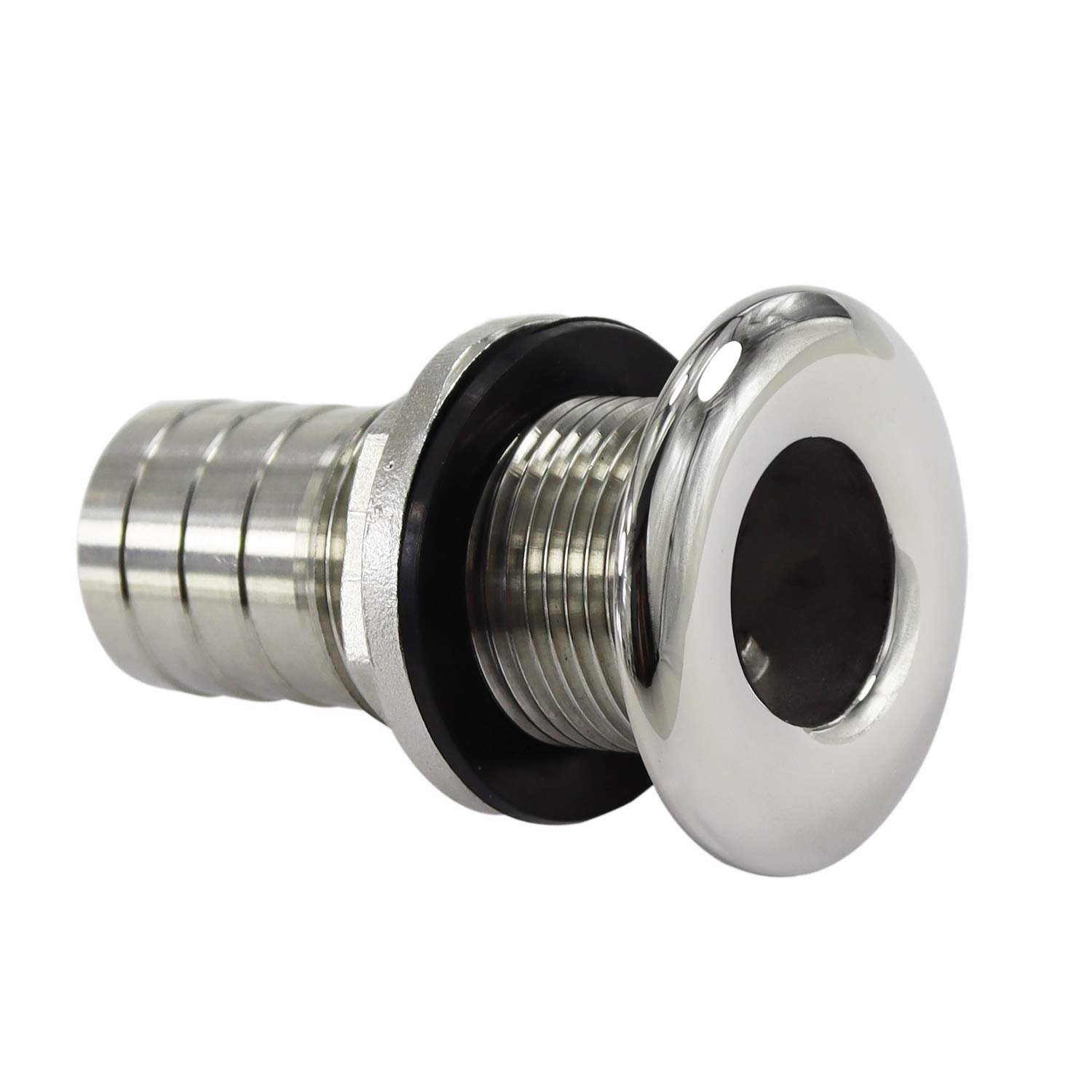 keehui 316 Stainless Steel Durable Combo Stainless Steel Thru-Hull Fitting w/Nut with Custom Gasket Boat Plumbing Fittings for Boats, Yachts, Marine